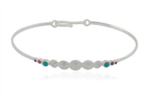 Designer Multi Gemstone Bangle With 925 Sterling Silver