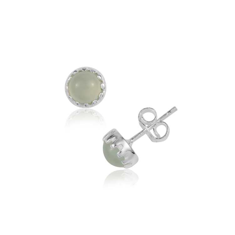 Aqua Round cut Single Gemstone Silver Earring