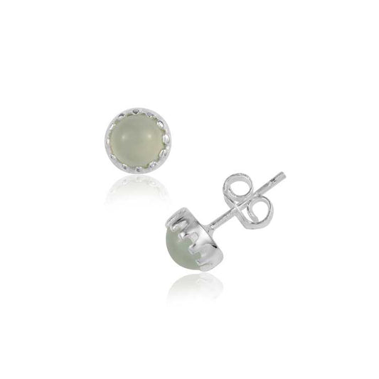 Aqua Round cut Single Gemstone Silver Earring
