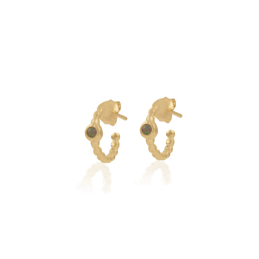 Stylish Gemstone Hoops Silver Earring Made with 925 Sterling Silver