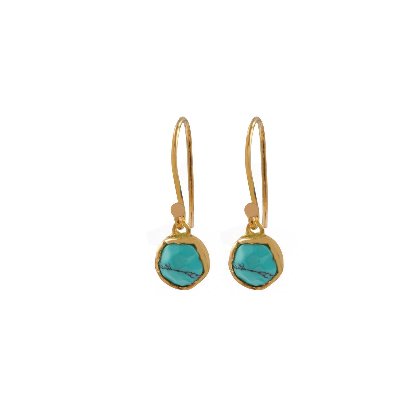 Shiny Gold Platted Silver Earring  With Turquoise Gemstone