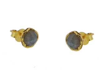 Elegant Gold Finish Single Stone Ethnic Jewellery Set Shiny Silver Earring