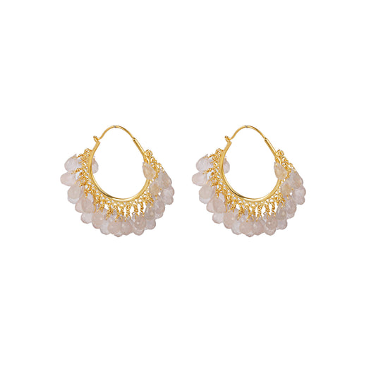 Elegant Stone Beads Earring made with 925 Sterling Silver