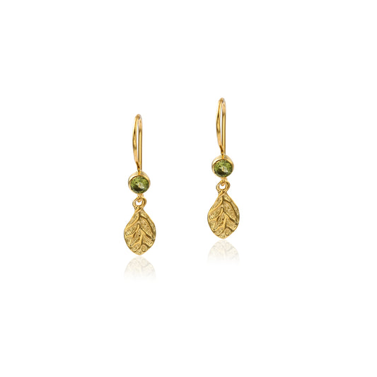 Classic Leaf Design Gemstone Drop Earring made with 925 Sterling Silver