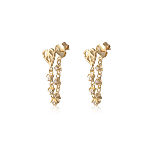 Multi Zircon Chain Earring made with 925 Sterling Silver