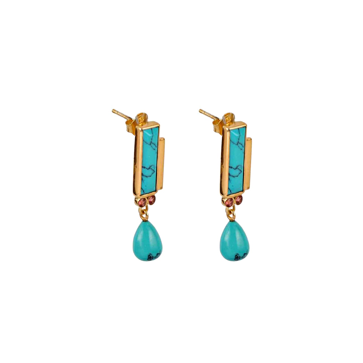 Turquoise Gemstone Drop Earring made with 925 Sterling Silver