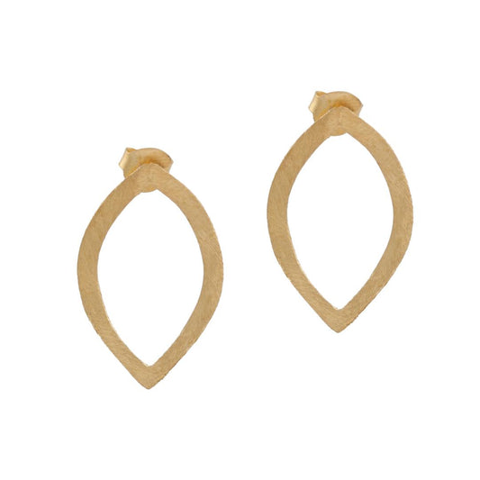 Elegant Gold Matt Plain Hollow Leaf Shaped Gold Shiny Silver Earring