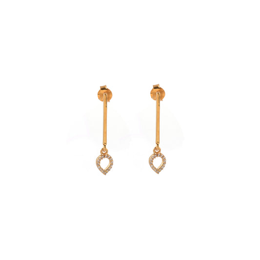 Multi Zircon CZ Designed Gold Shiny Silver Earring