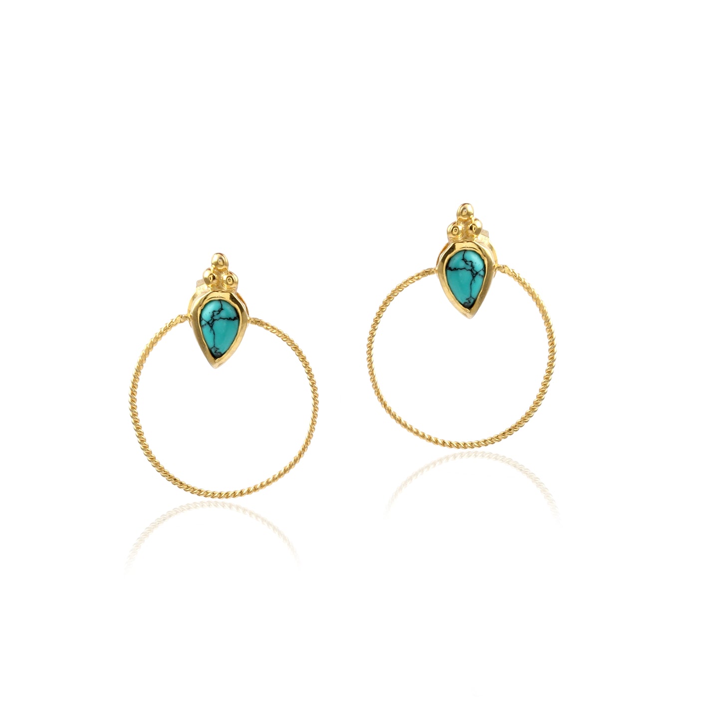 Elegant Turquoise Stone Hoops Earring made with 925 Sterling Silver