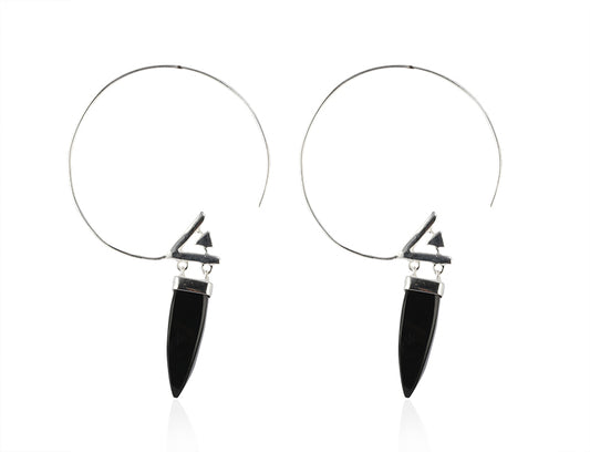 Bullet Stone Open-Hoops Earring made with 925 Sterling Silver