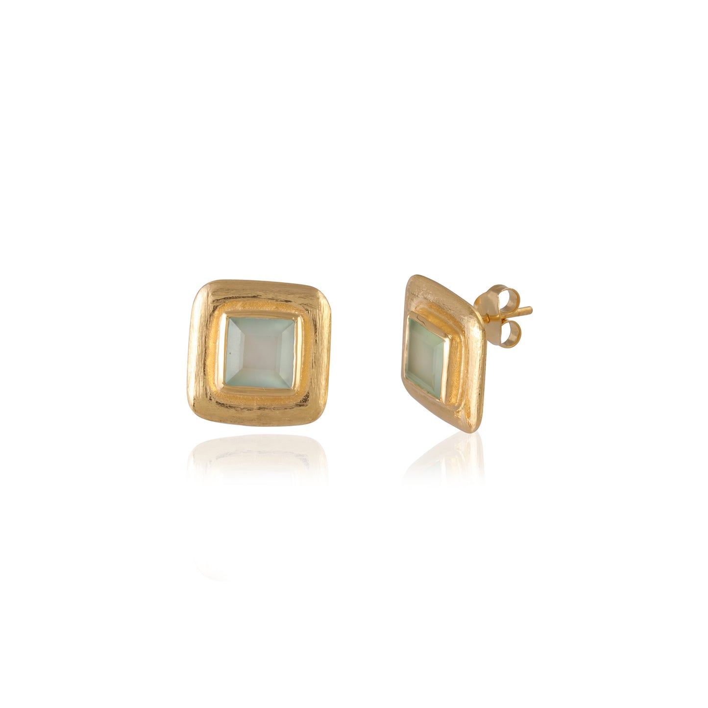 Modern Design Gemstone Gold Platted Silver Earring for Women