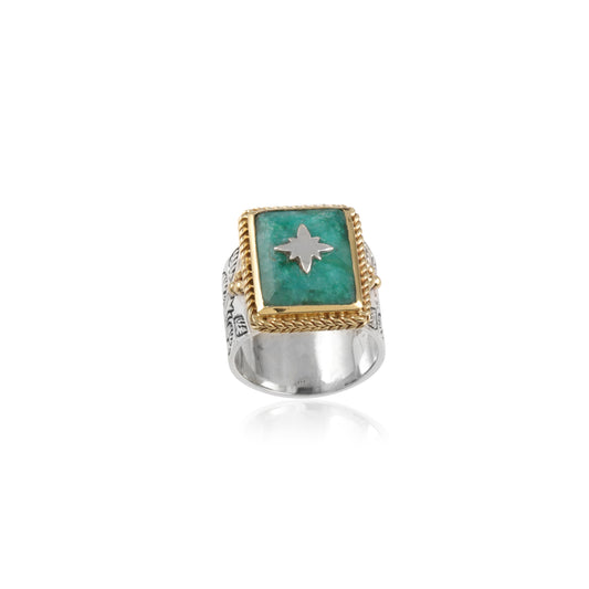 925 Sterling Silver Stone Engraved Ring