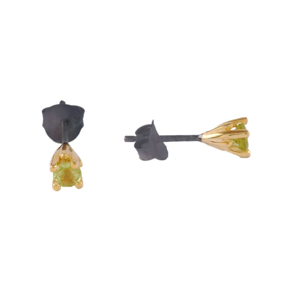 Natural Raw Yellow Crystal Stud Earring Uncut Rough Stone Silver Earring