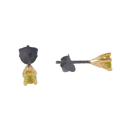 Natural Raw Yellow Crystal Stud Earring Uncut Rough Stone Silver Earring