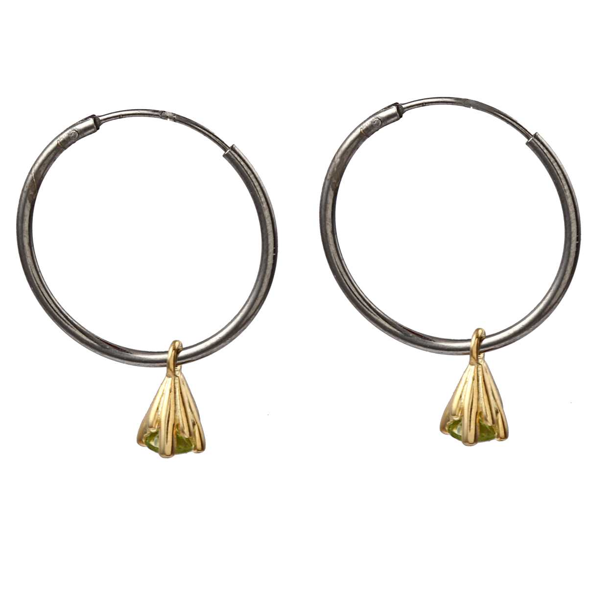 Hoops, 2 Tone Silver Earring with Sterling Silver