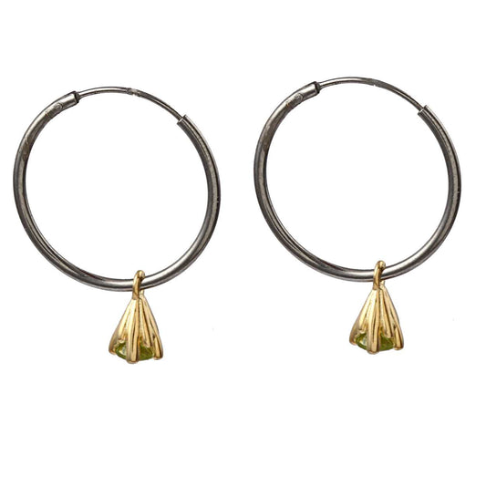 Hoops, 2 Tone Silver Earring with Sterling Silver