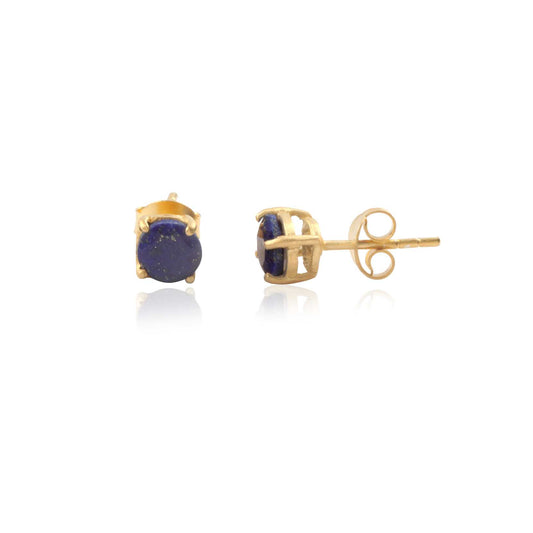 Classic Deep Blue Gemstone Stud Silver Earring For Women
