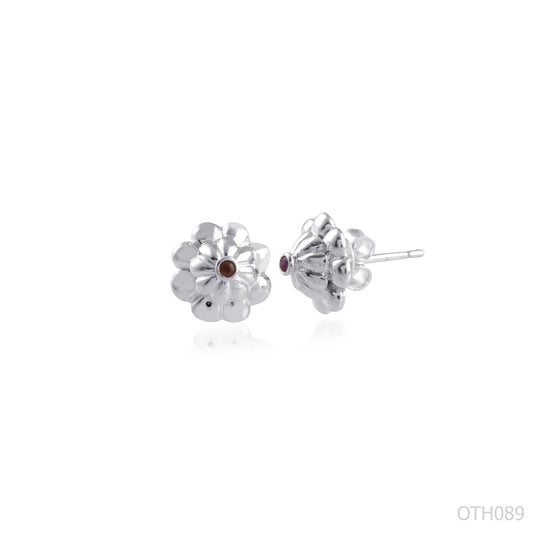 Flower Design Gemstone Earring made with 925 Sterling Silver