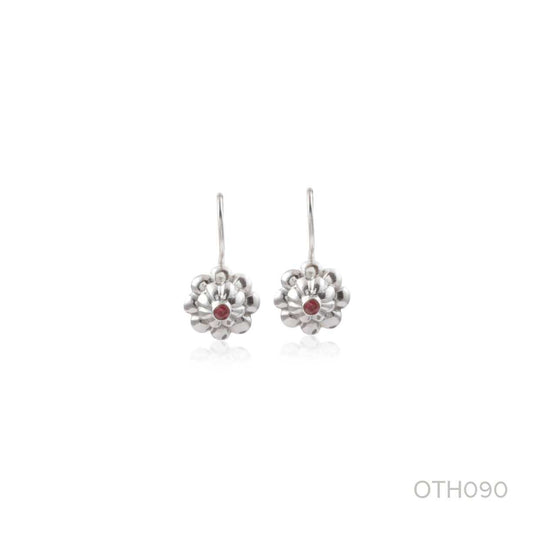 Flower Shape Gemstone Earring made with 925 Sterling Silver