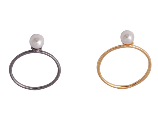 White Pearl Silver Ring with 925 Sterling Silver