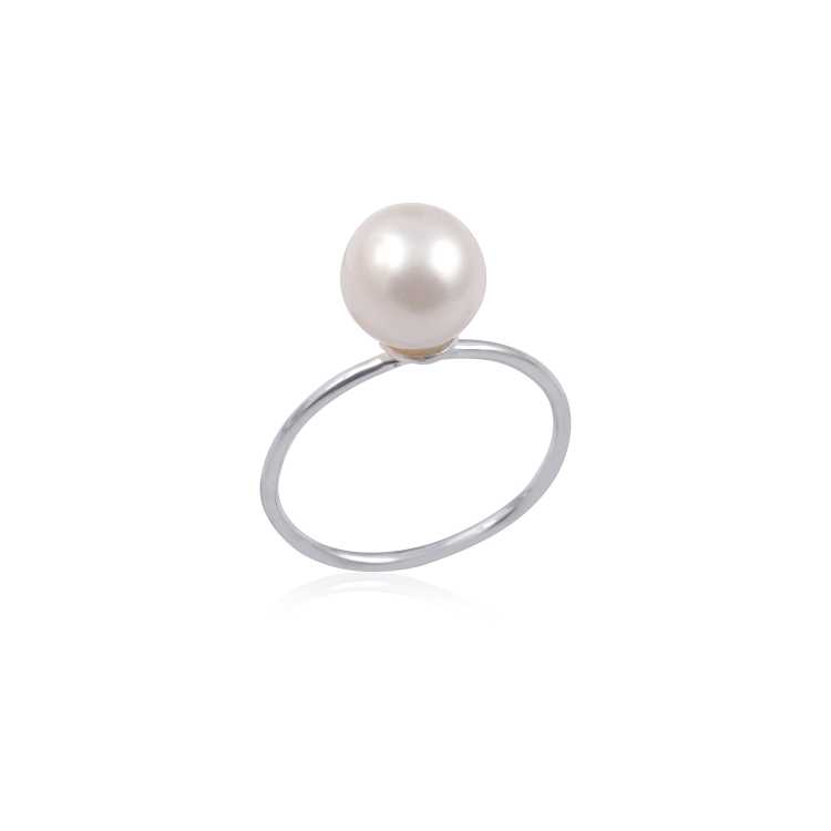 Elegant White Pearl Silver Ring with 925 Sterling Silver