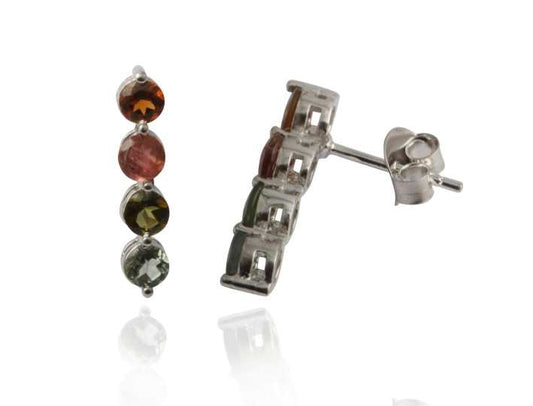Modern Design Multi Gemstone Silver Earring made with 925 Sterling Silver