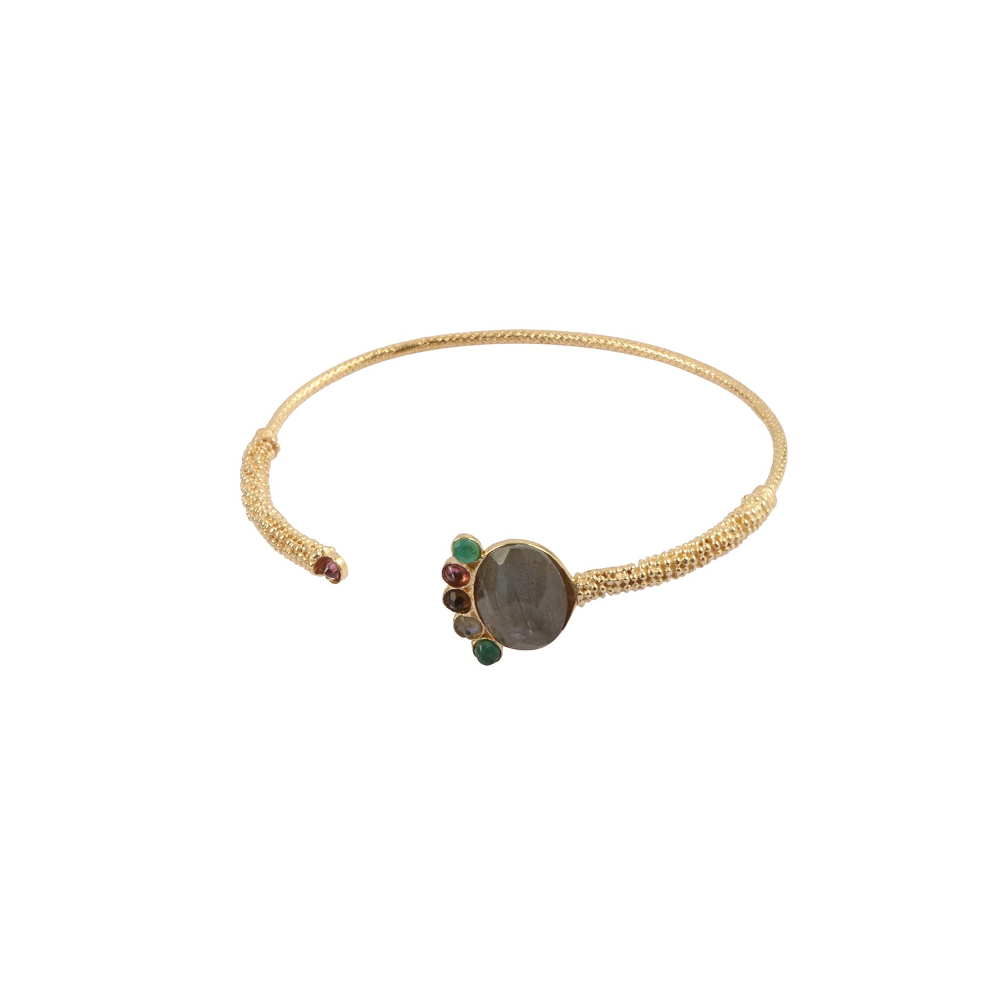 Gemstone Bangle with 925 Sterling Silver