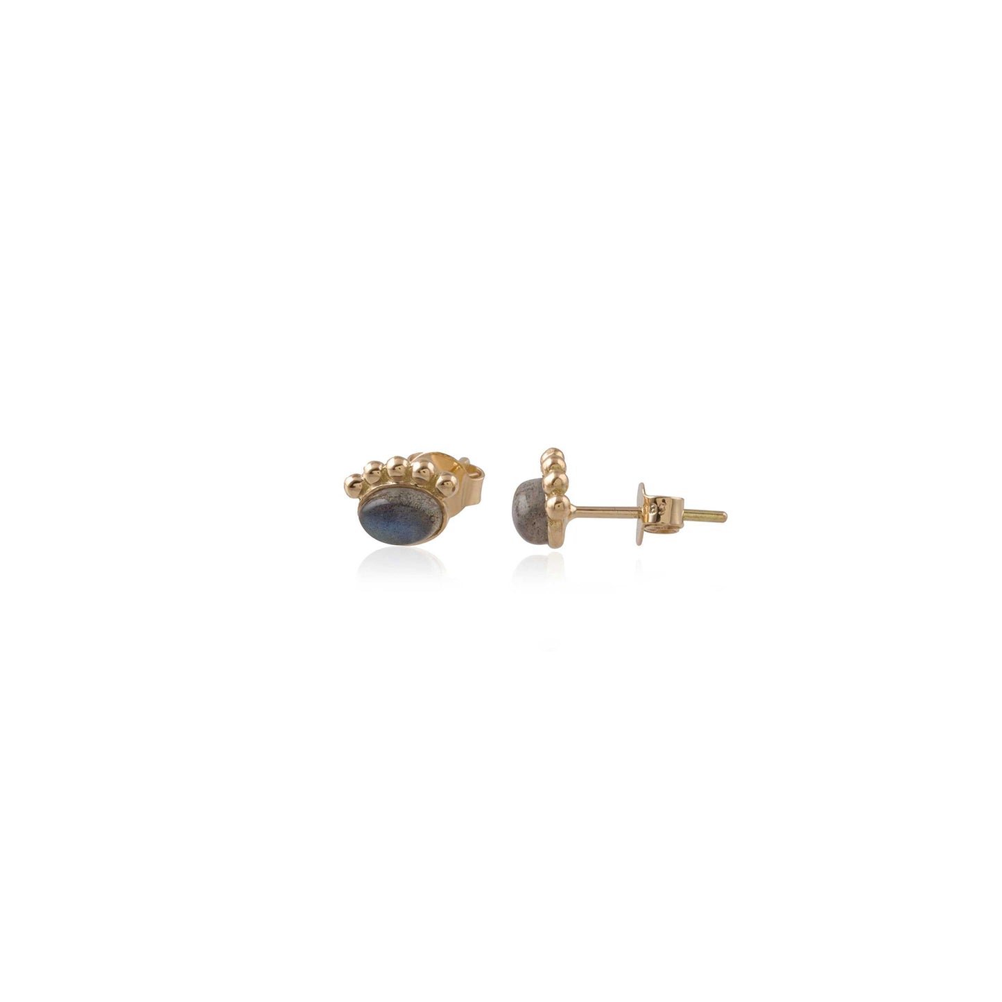 Elegant Blue Stone Crown Prong Stud Earring in Gold Finish Earring