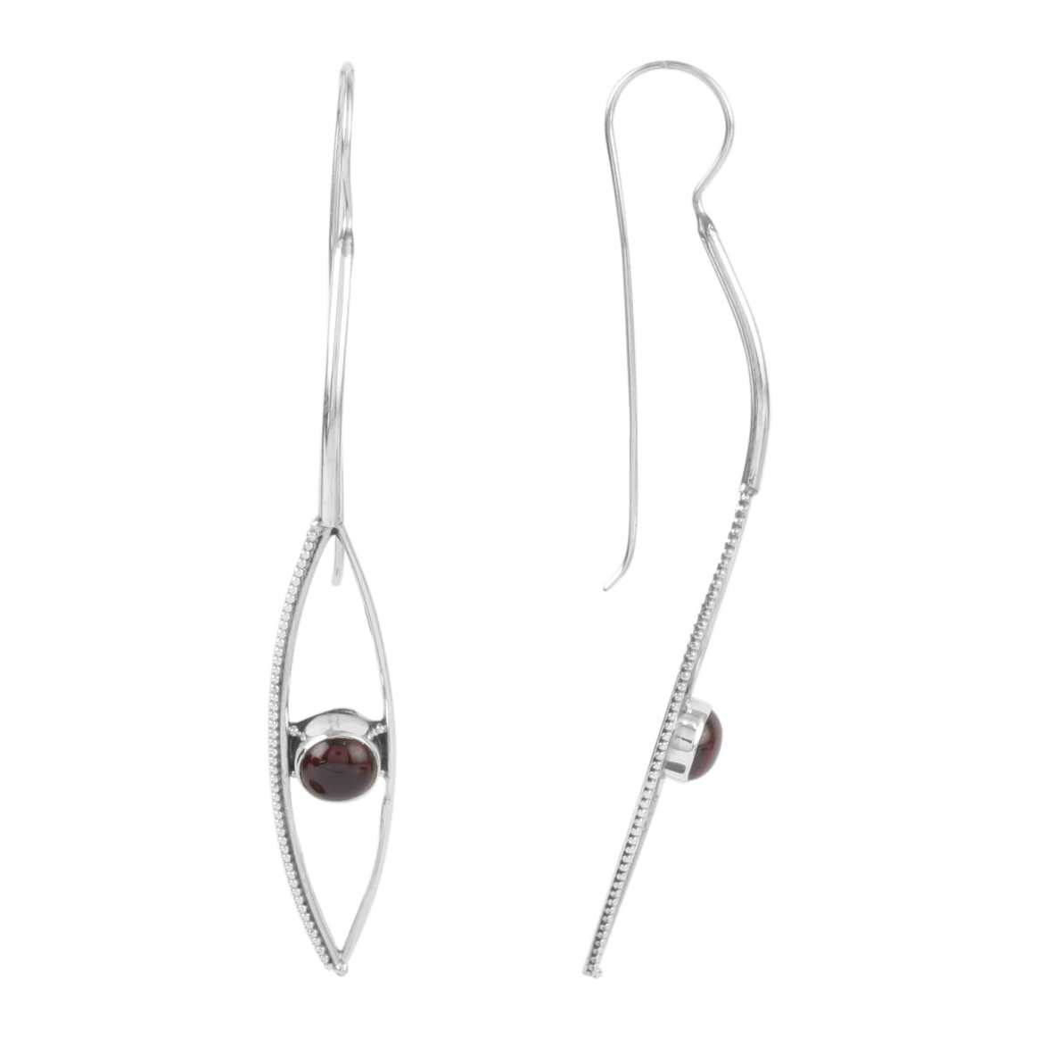 Long Wire Drop with Round Stone Accent Contemporary Design Elegant Fashion Jewellery Earring