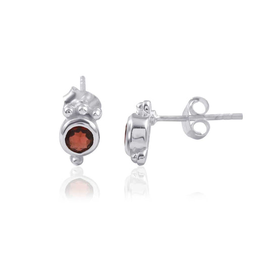 Garnet Round Cut Ethnic Silver Jewellery Earring