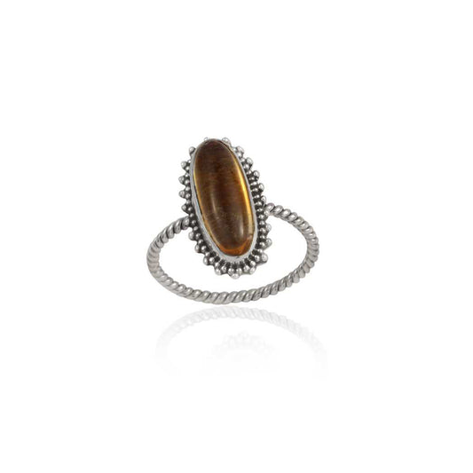 925 Sterling Silver Modern Tiger Eye Stone Silver Ring