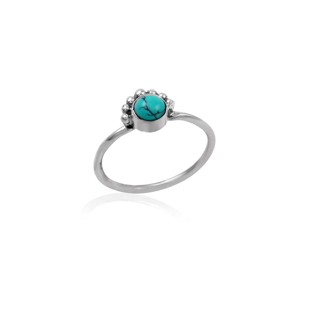 Elegant Turquoise  Stone Silver Ring with 925 Sterling Silver