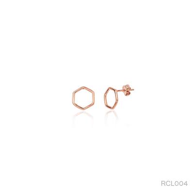 Plain Hexagonal Shaped with Rose Design Ethnic wear Silver Earring