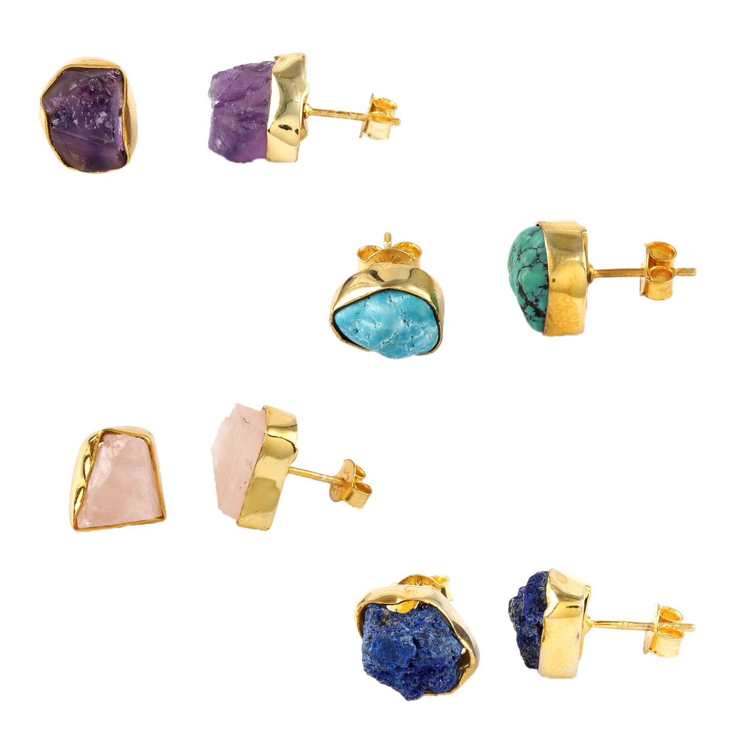 Classic Lapis Rough Stone Silver Earring made with 925 Sterling Silver