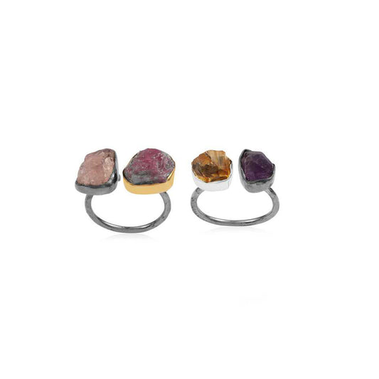 925 Sterling Silver Multi Gem Stone Silver Ring