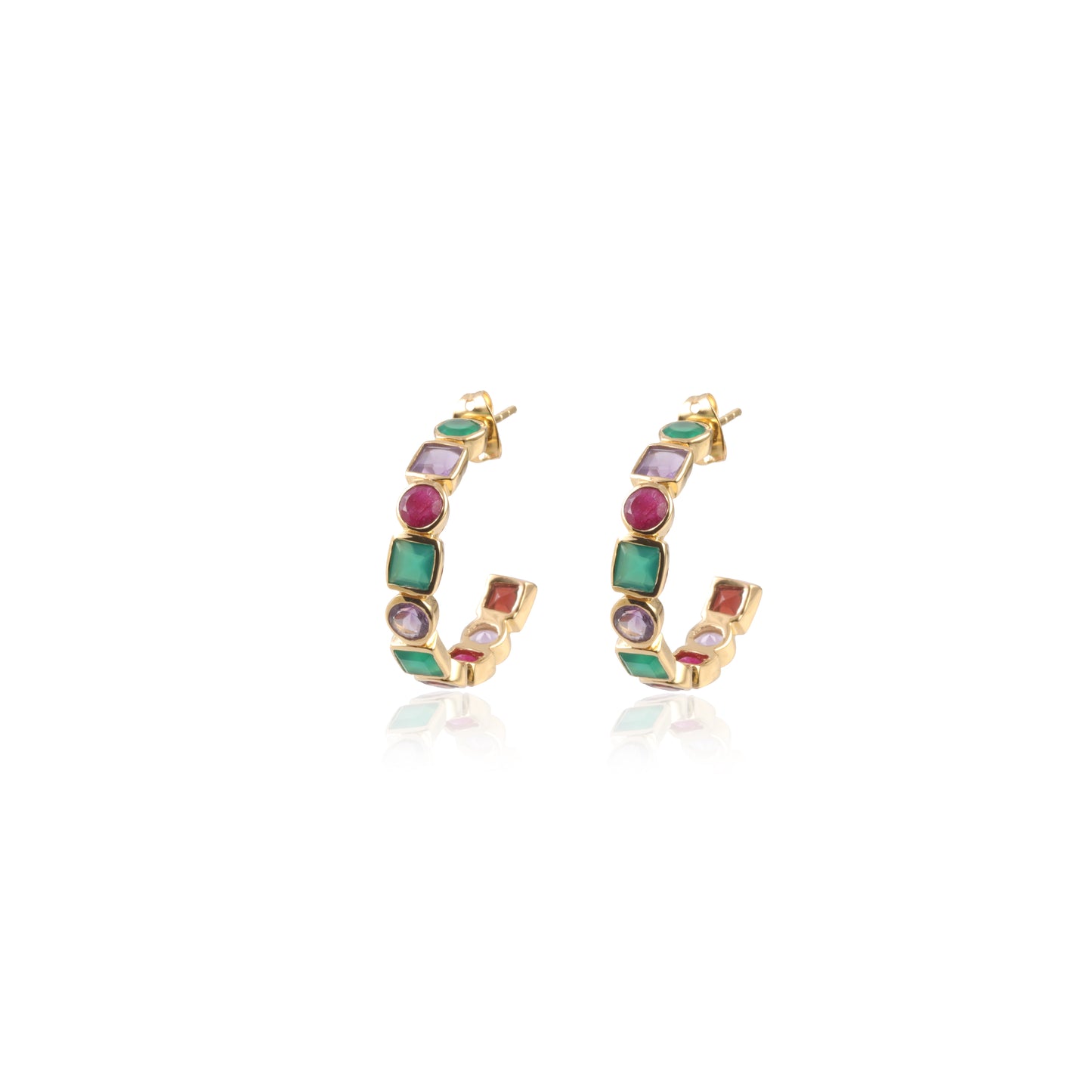 925 Silver Stone Hoop Earring
