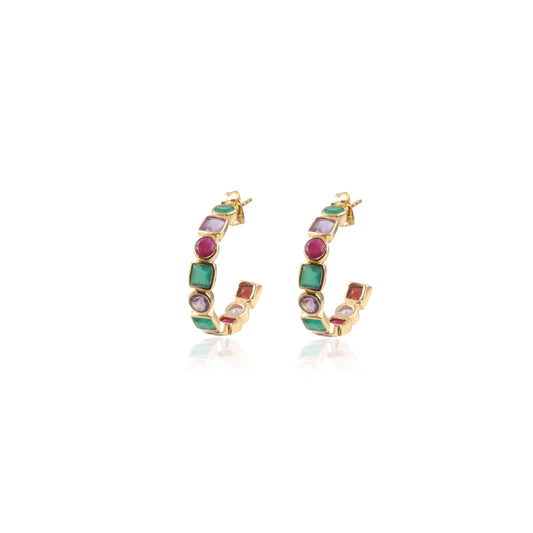 Elegant Multi Gemstone Silver Earring made with 925 Sterling Silver for Women