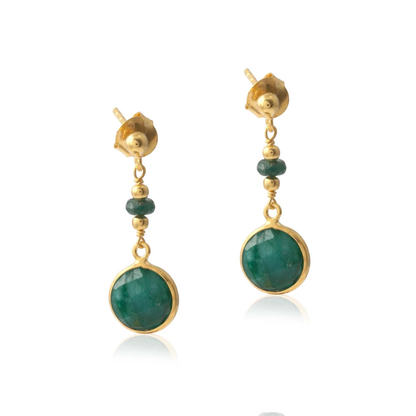 Premium Emerald Gemstone Silver Earring with 925 Sterling Silver