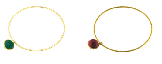 Gemstone Bangle with 925 Sterling Silver