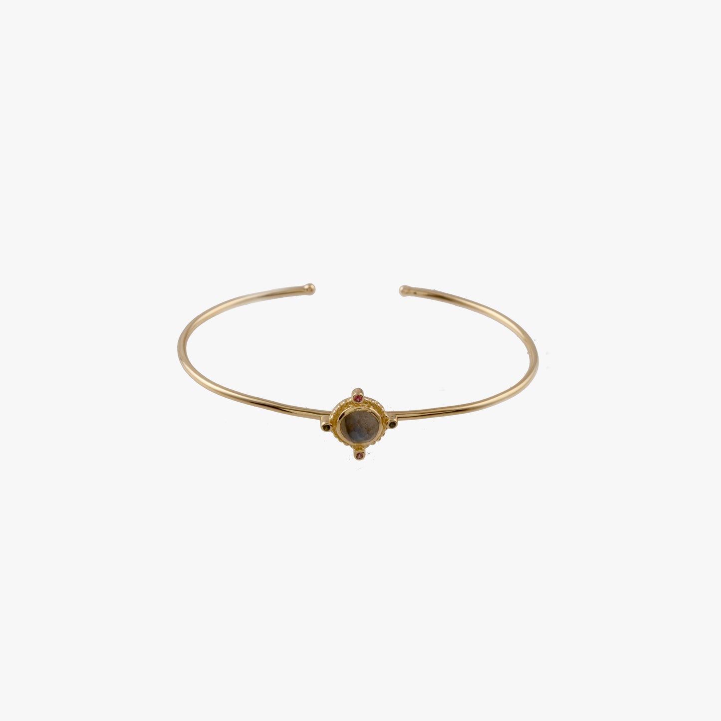 Silver Stone Bangle with 925 Sterling Silver