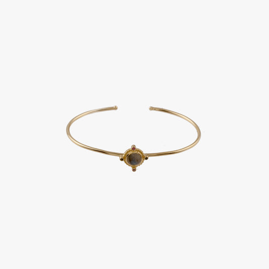 Silver Stone Bangle with 925 Sterling Silver