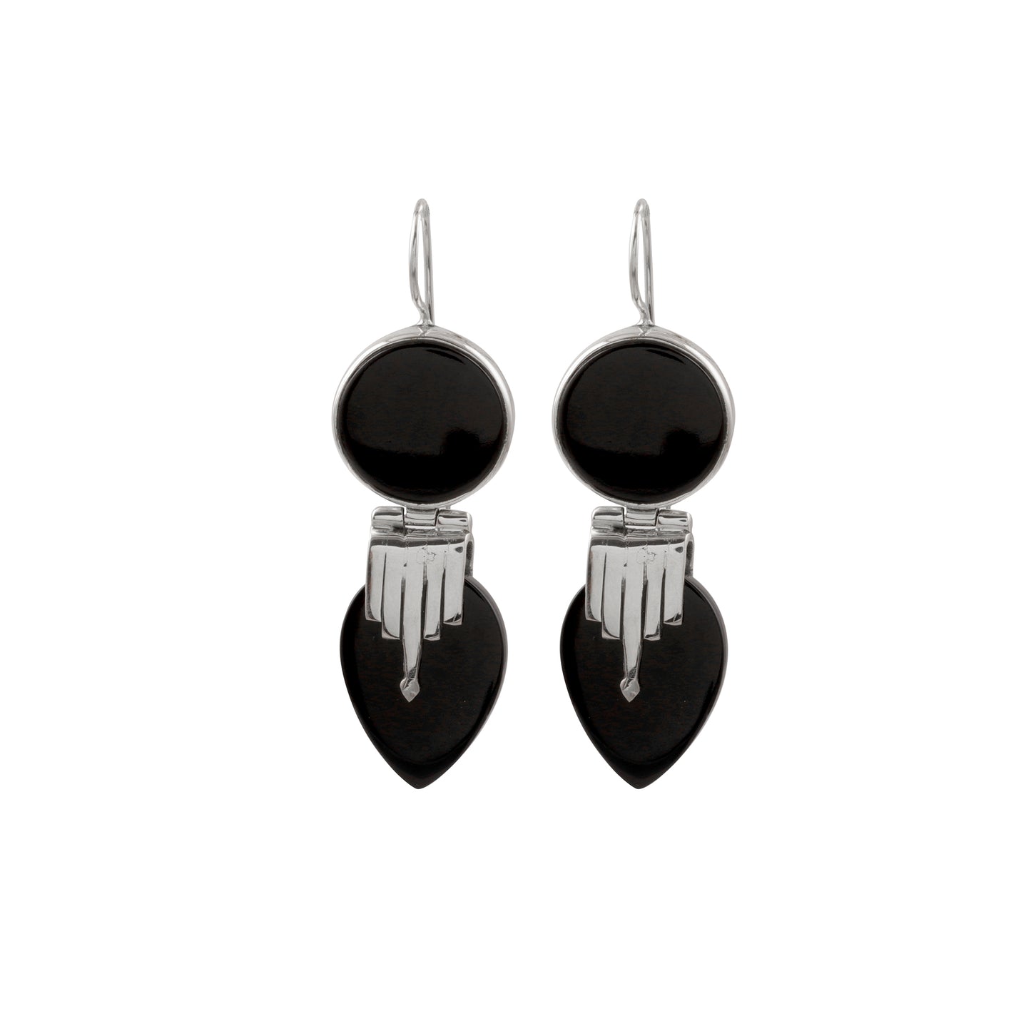 Black Onyx Stone Shiny Silver Earring
