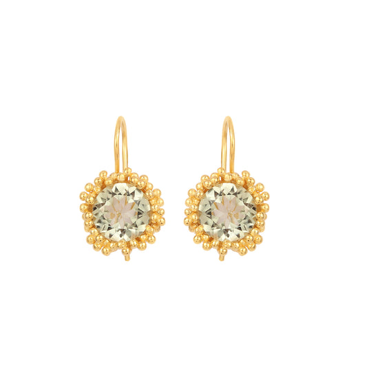 Multi Gemstone Gold Matt Dongle Shiny Silver Earring