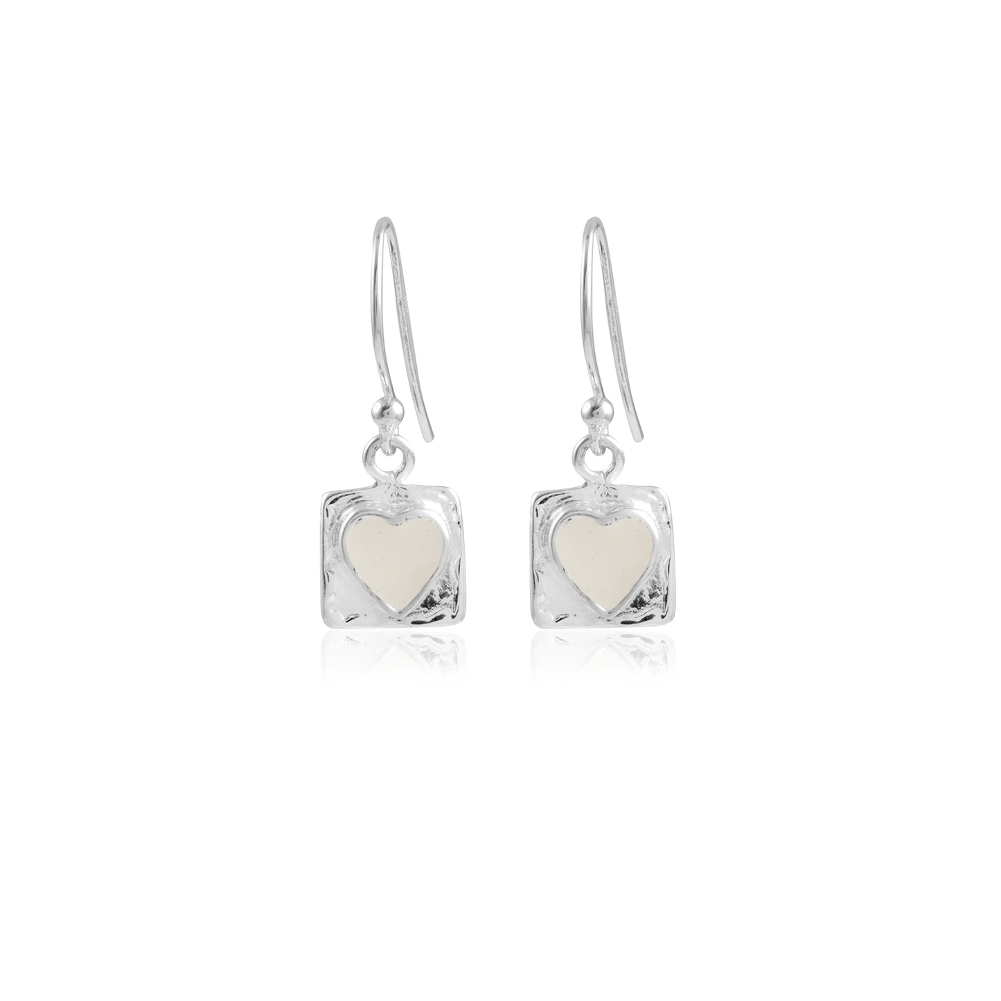 Pearl Single Stone Heart Shaped Shiny Silver Earring