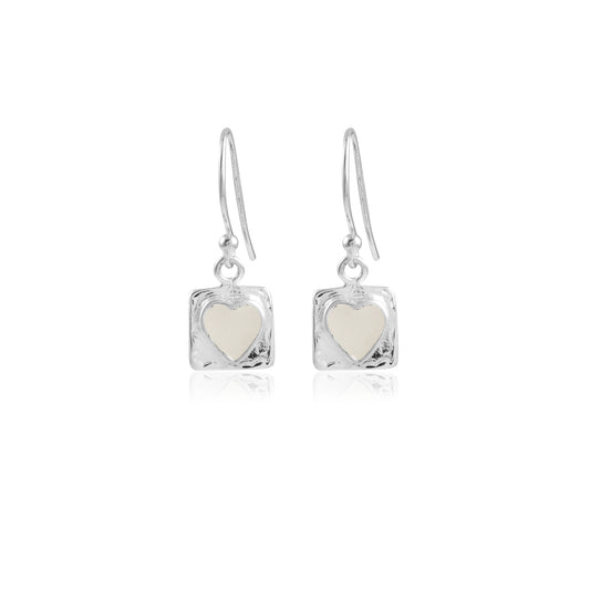 Pearl Single Stone Heart Shaped Shiny Silver Earring