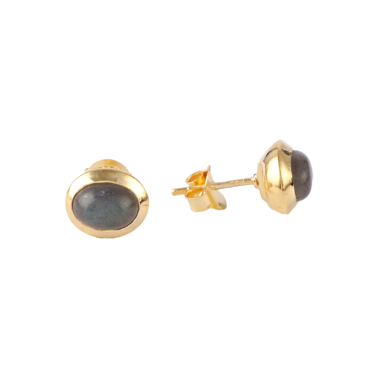 Minimalist Labradorite Gemstone Elegant Gold Finish Gold Shiny Silver Earring For Women