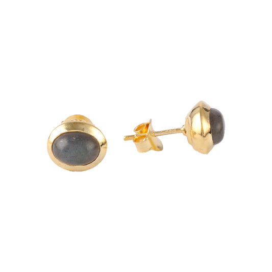 Minimalist Labradorite Gemstone Elegant Gold Finish Gold Shiny Silver Earring For Women
