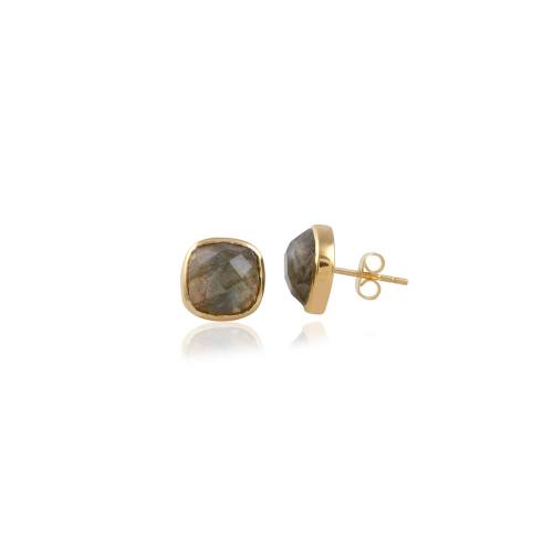 Single Stone Labradorite Shiny Silver Earring