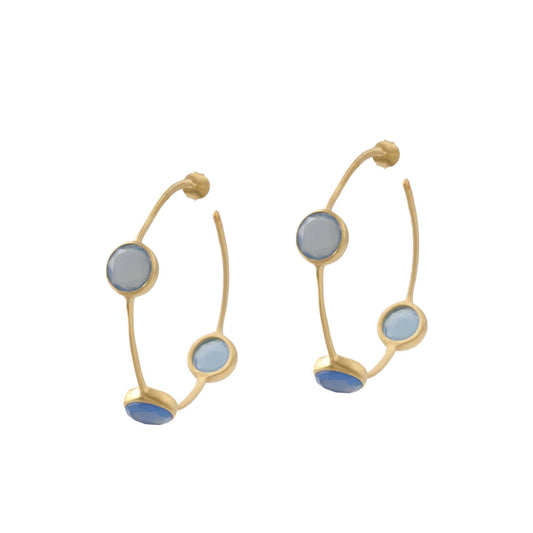 Elegant Handmade Fashion Jewellery Sky Blue Round Stone Modern Design Silver Earring