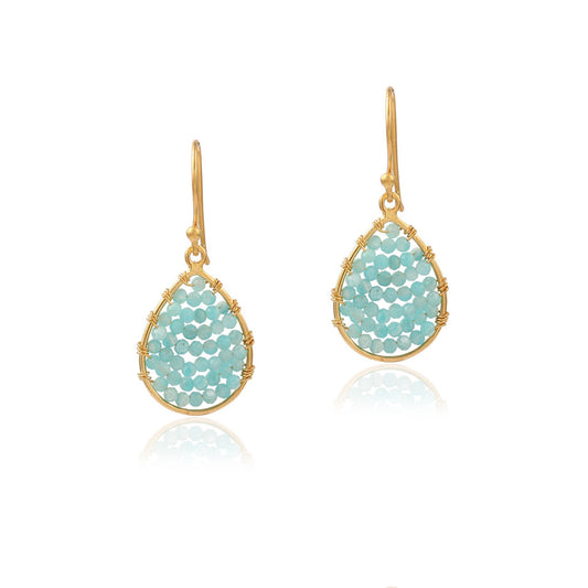 Elegant Beaded  Drop Earring made with 925 Sterling Silver
